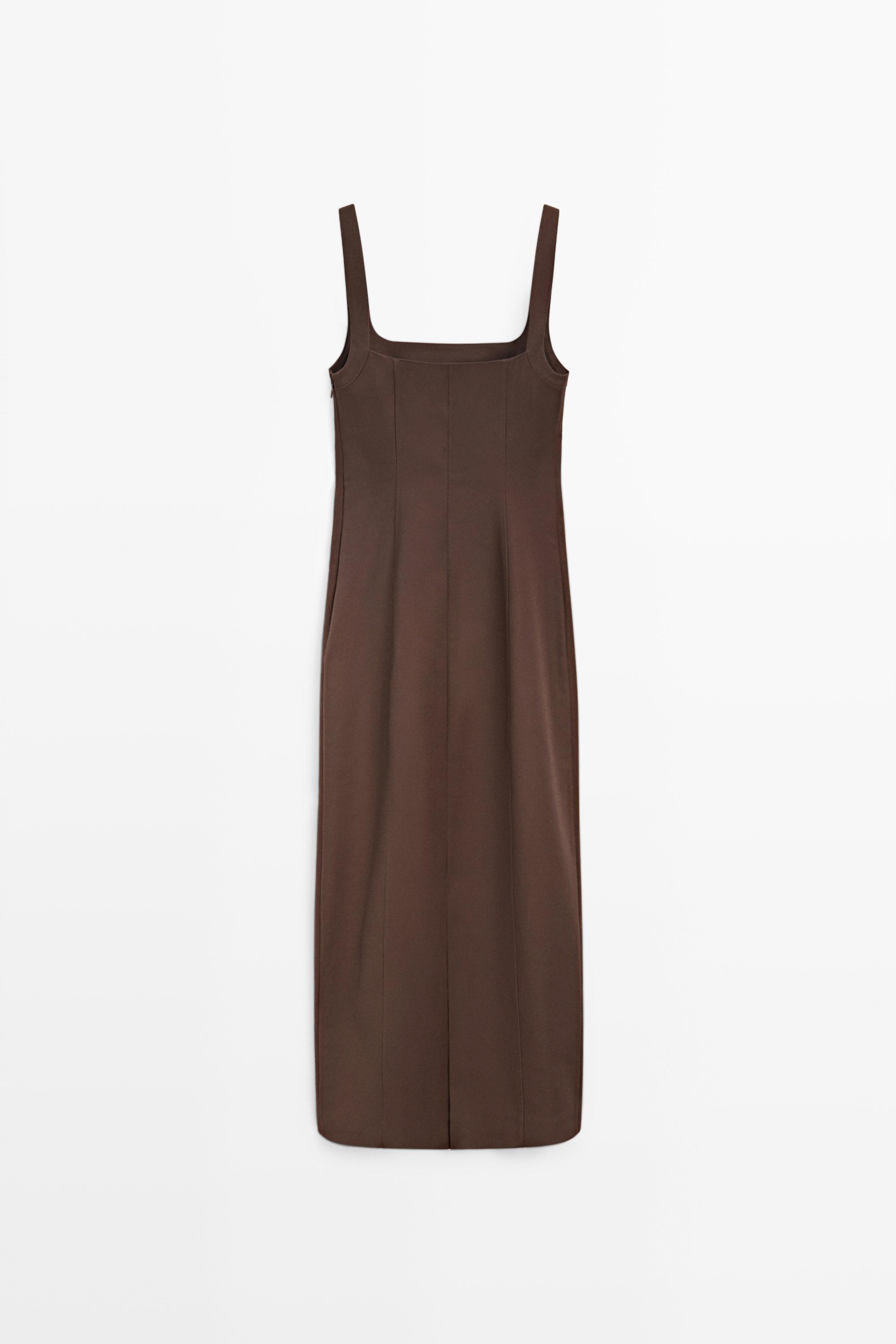 Robe midi à bretelles en mélange de coton